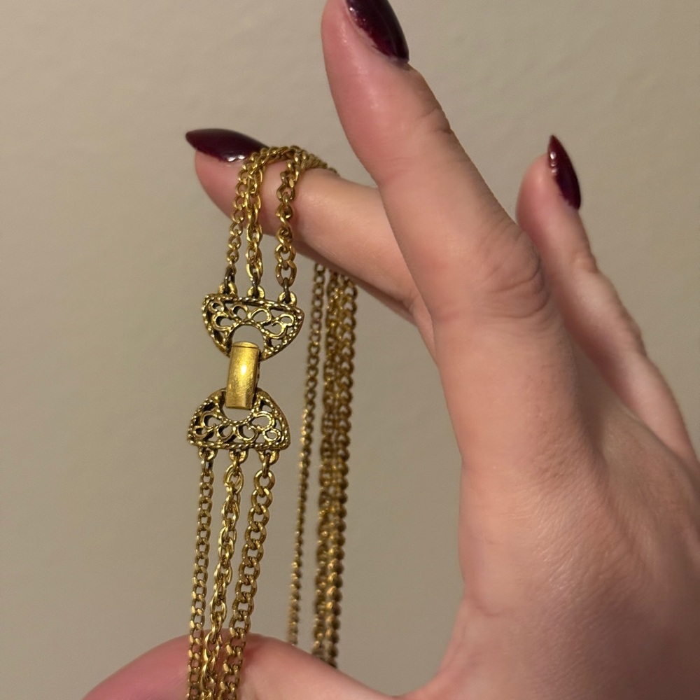 VTG 70s Goldette Statement Pendant Layered Necklace Pocket Watch Style Locket - Picture 6 of 9
